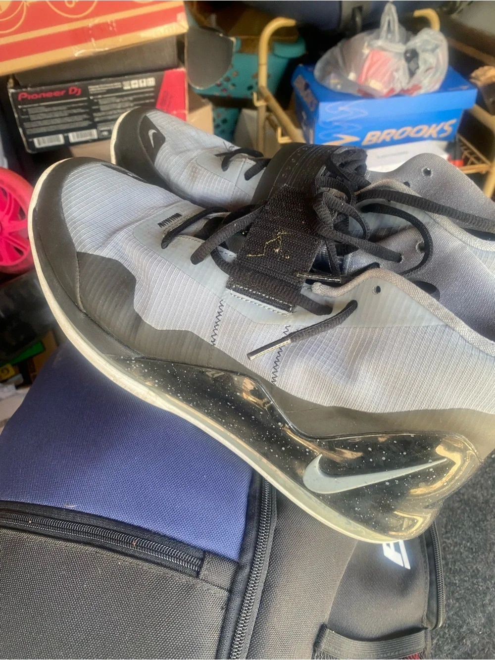 Nike Kids Gray and Black Strap Sneakers